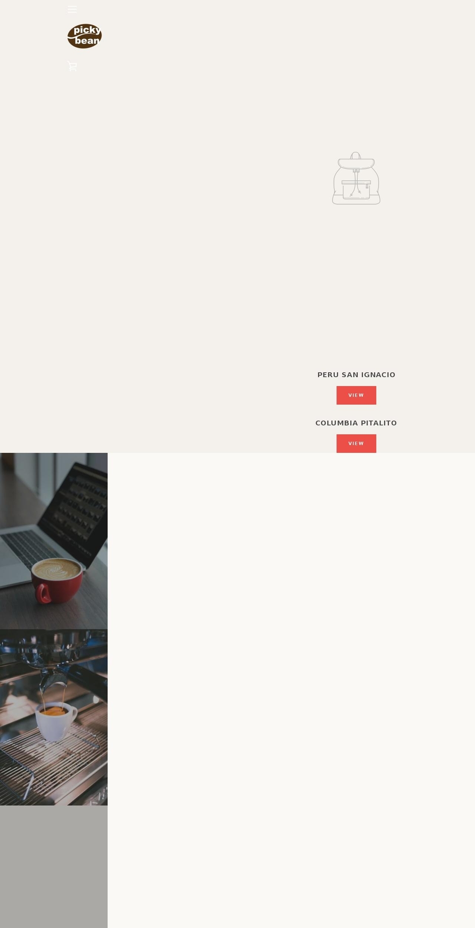 pickybean.com — Shopify storefront screenshot