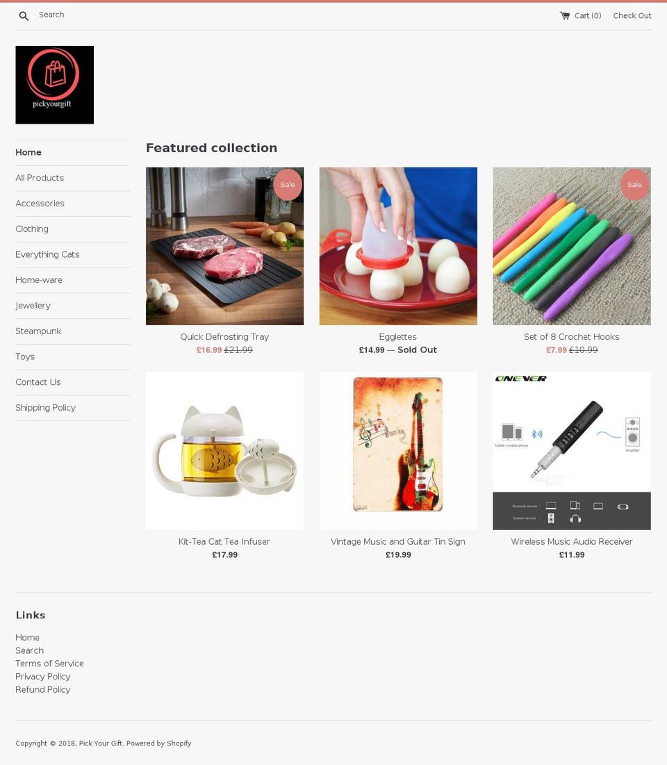 pickyourgift.design shopify website screenshot