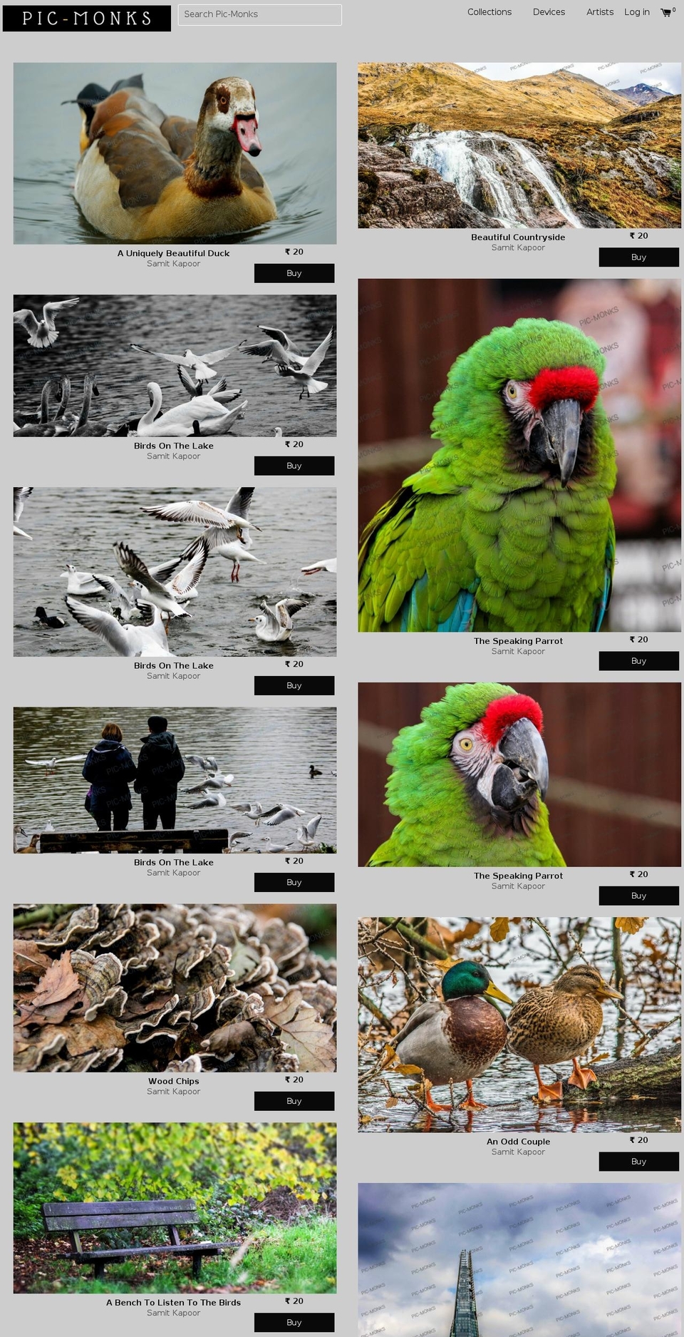 picmonks.com — Shopify storefront screenshot