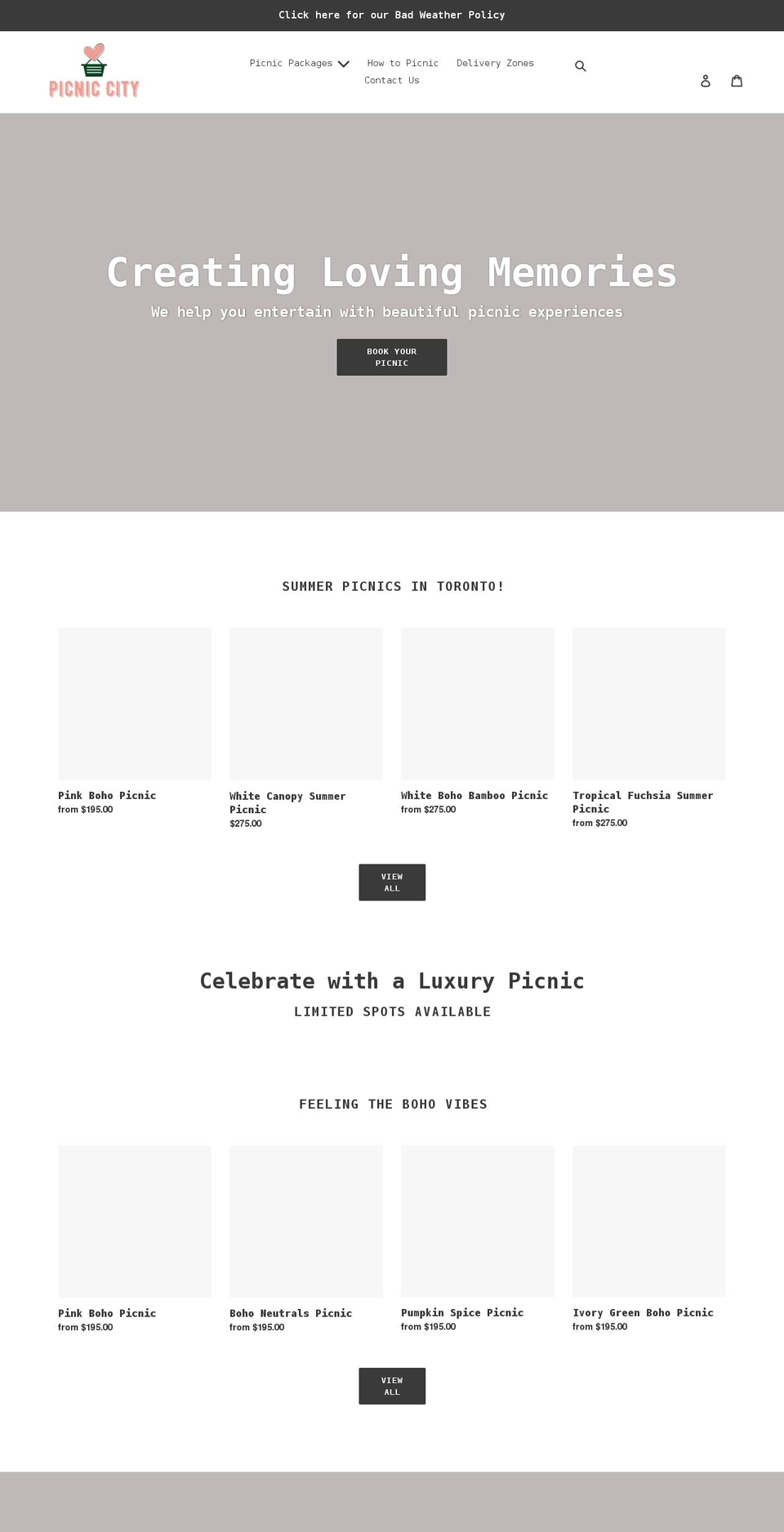 picnicity.ca shopify website screenshot