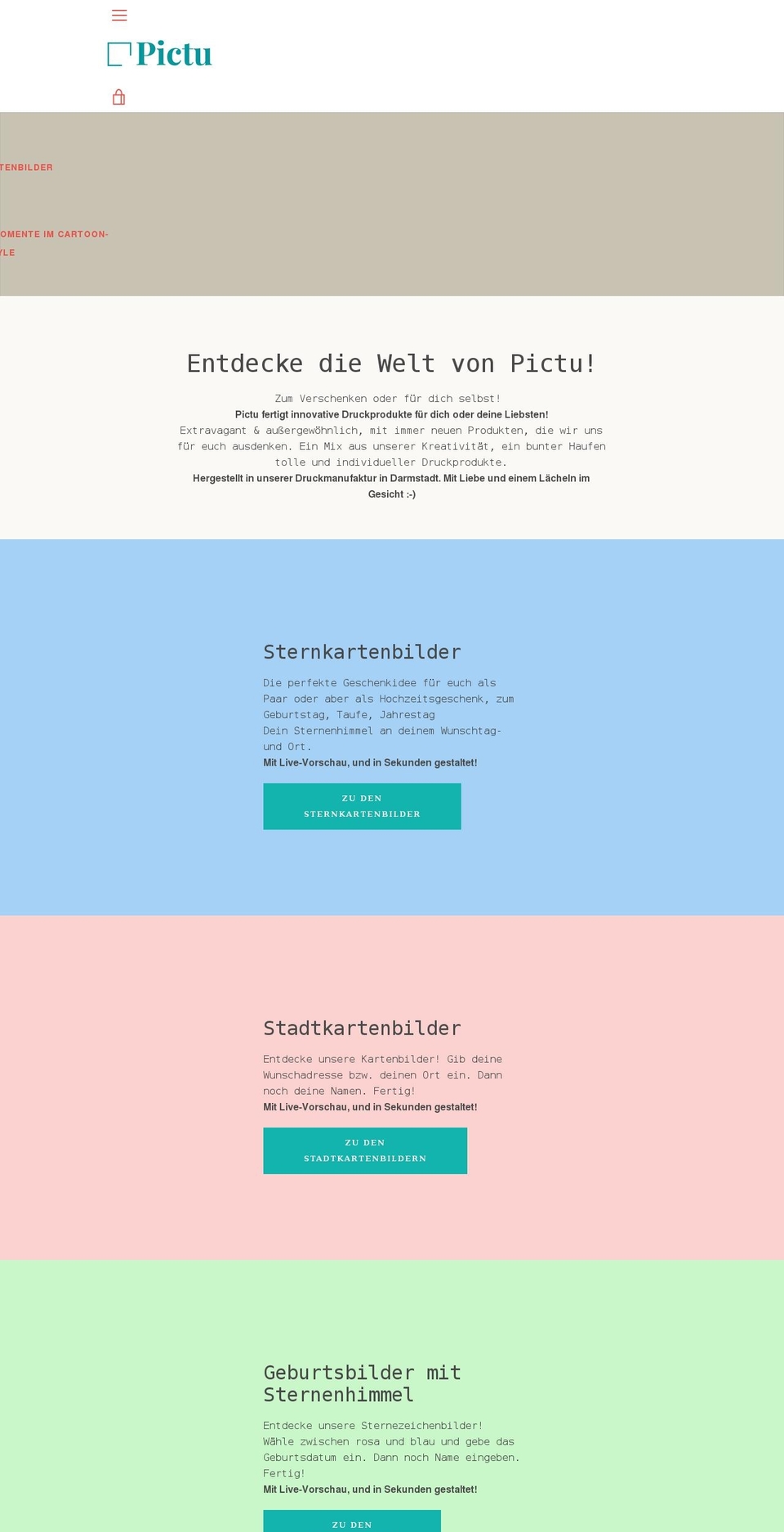 pictu.de shopify website screenshot