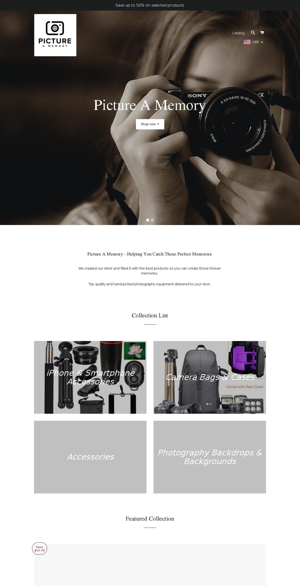 pictureamemory.com shopify website screenshot