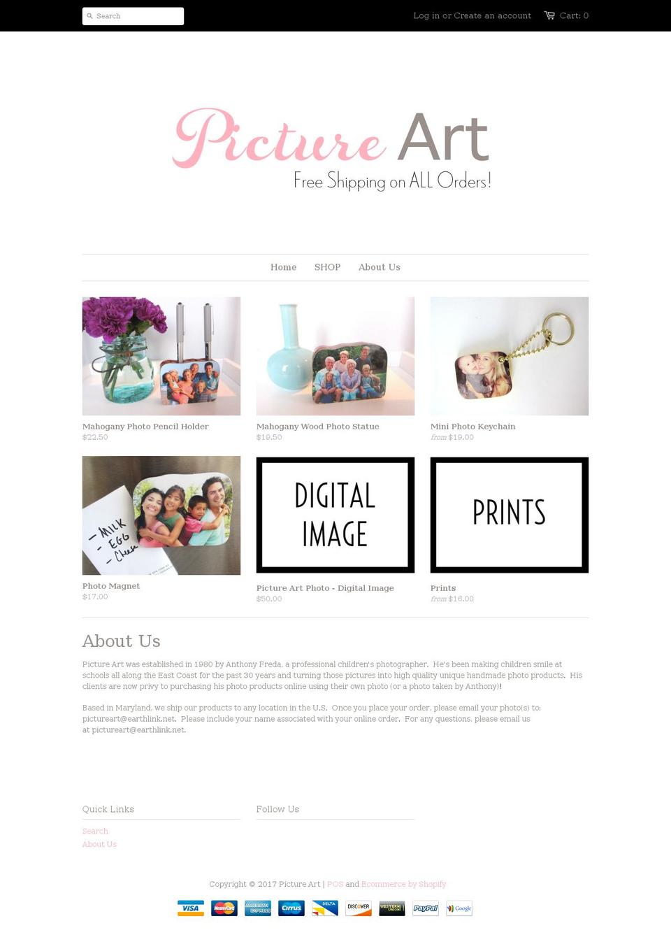 pictureartonline.com shopify website screenshot