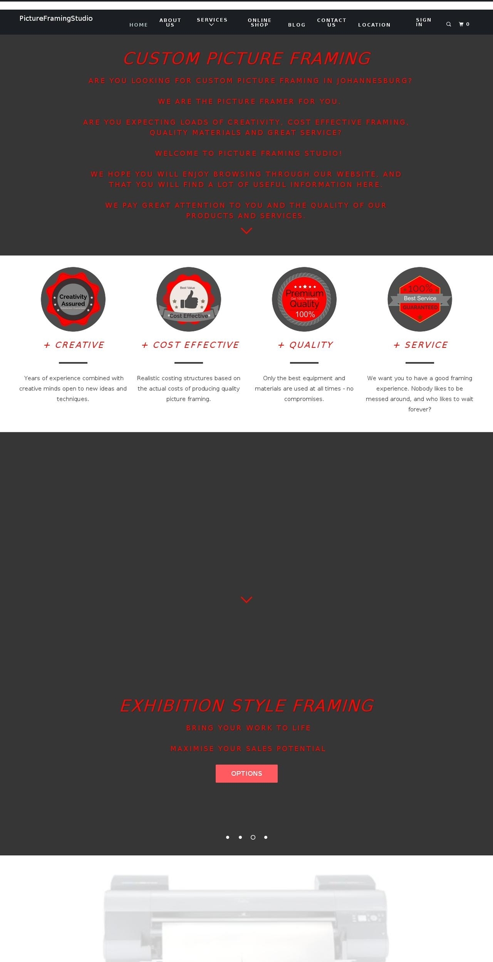 pictureframingstudio.co.za shopify website screenshot