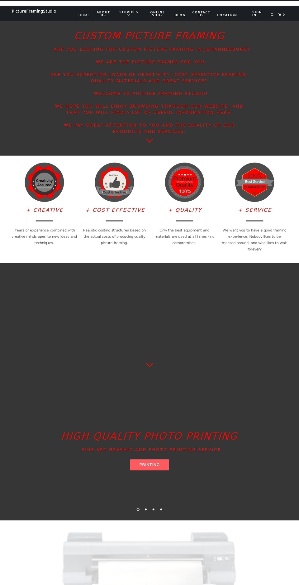 pictureframingstudio.com — Shopify storefront screenshot