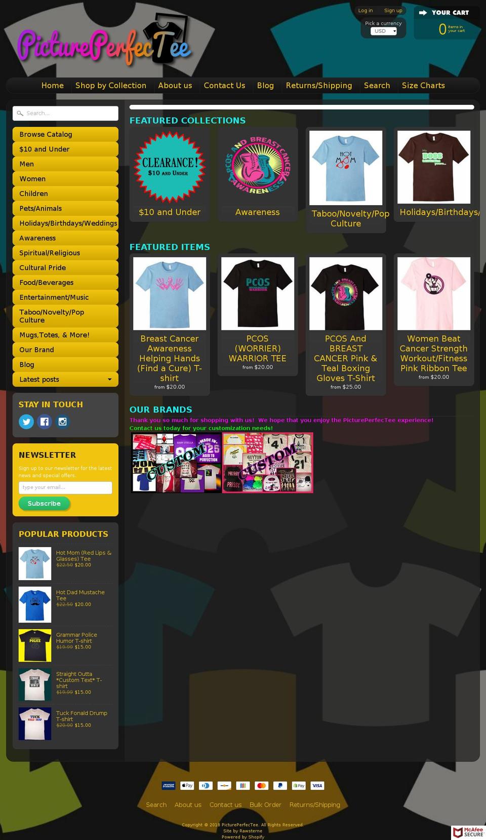 pictureperfecttee.com shopify website screenshot