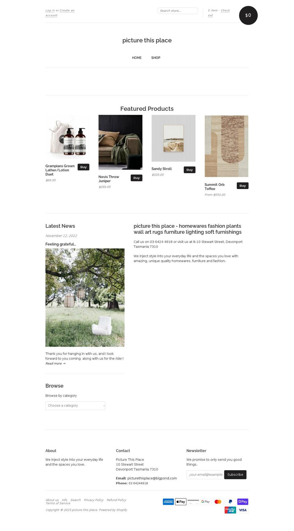 picturethisplace.com.au shopify website screenshot