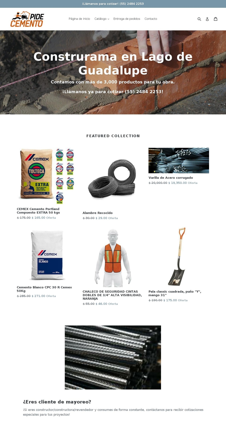 pidecemento.com — Shopify storefront screenshot
