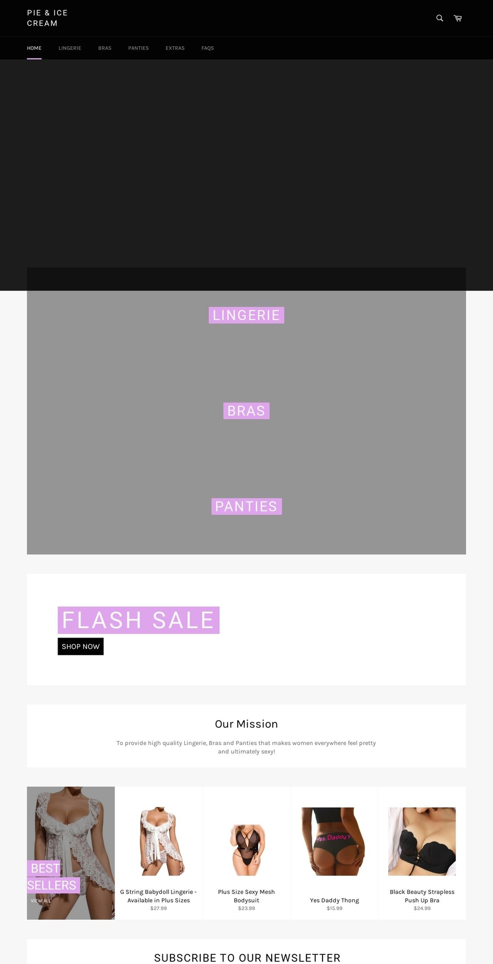 pieandicecream.com — Shopify storefront screenshot