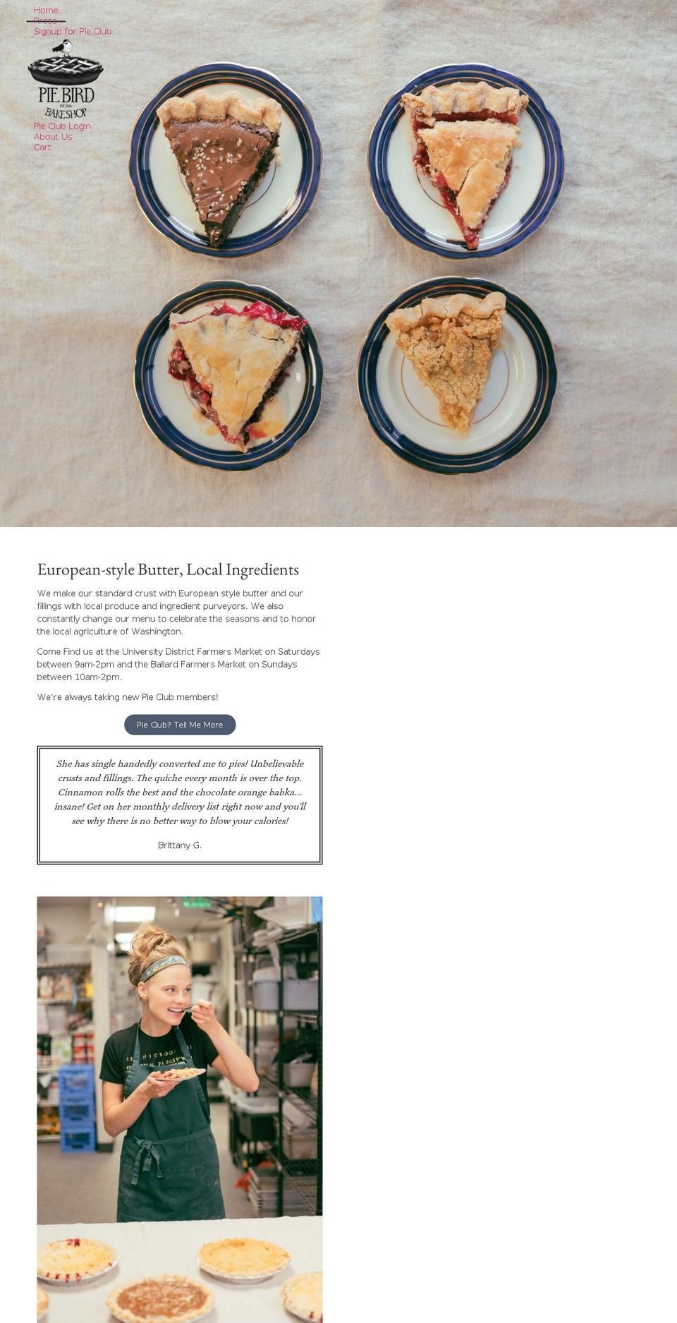 piebirdbakeshop.com — Shopify storefront screenshot