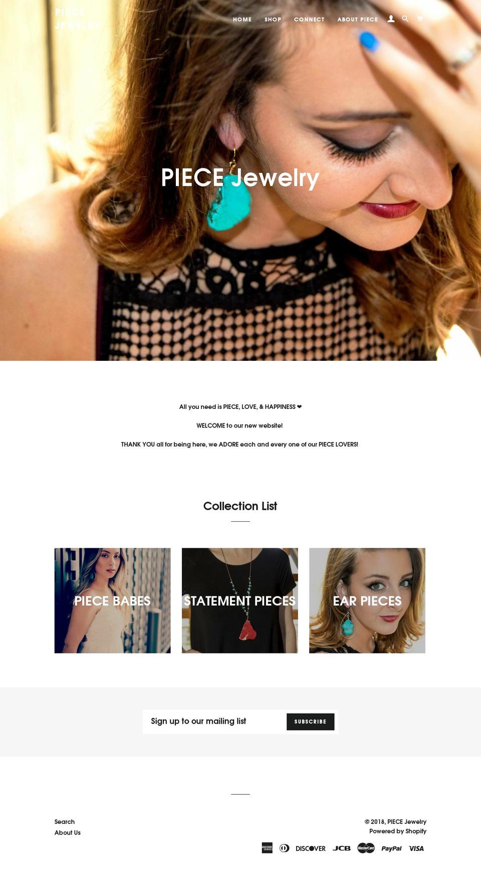 piecejewelry.com shopify website screenshot