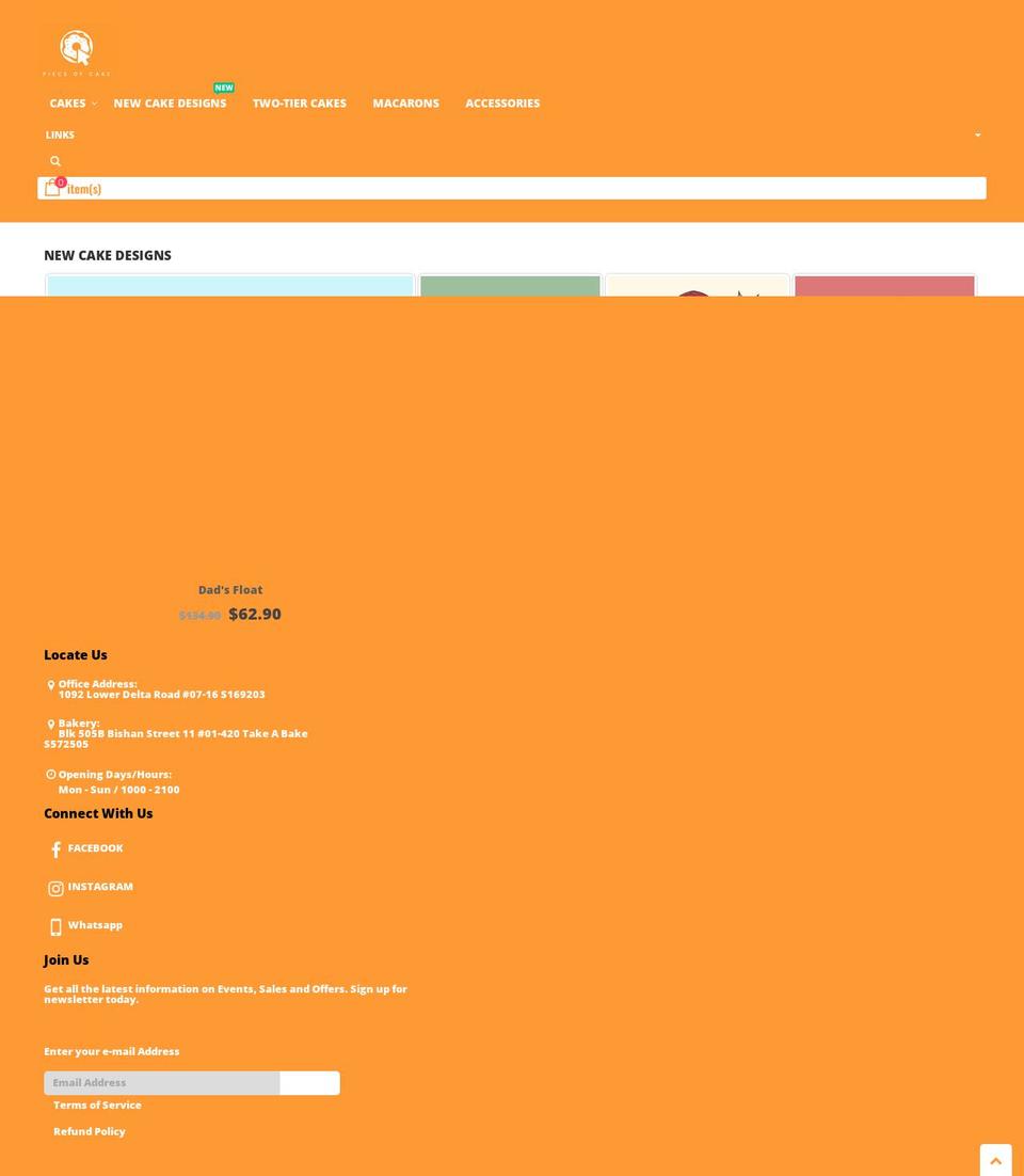 pieceofcake.sg shopify website screenshot