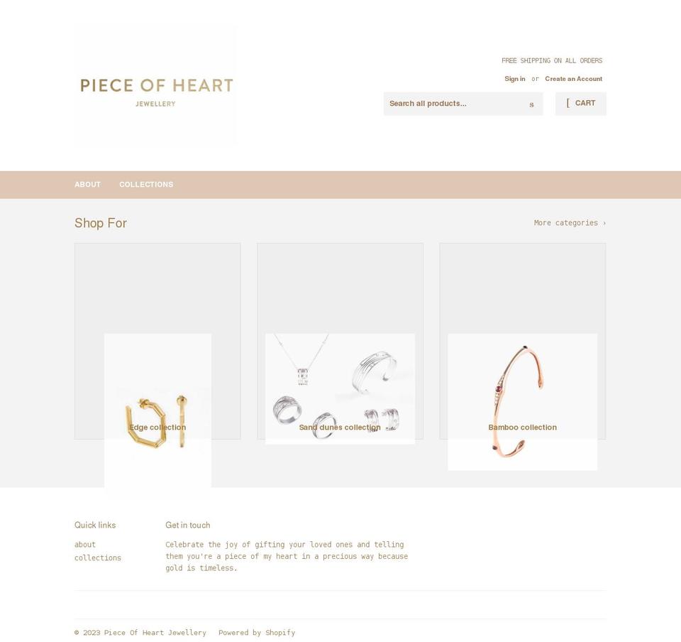 pieceofheart.ae shopify website screenshot