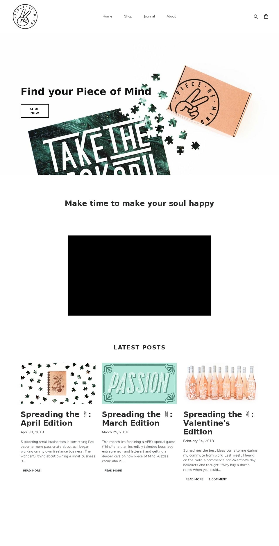 pieceofmindpuzzles.com shopify website screenshot