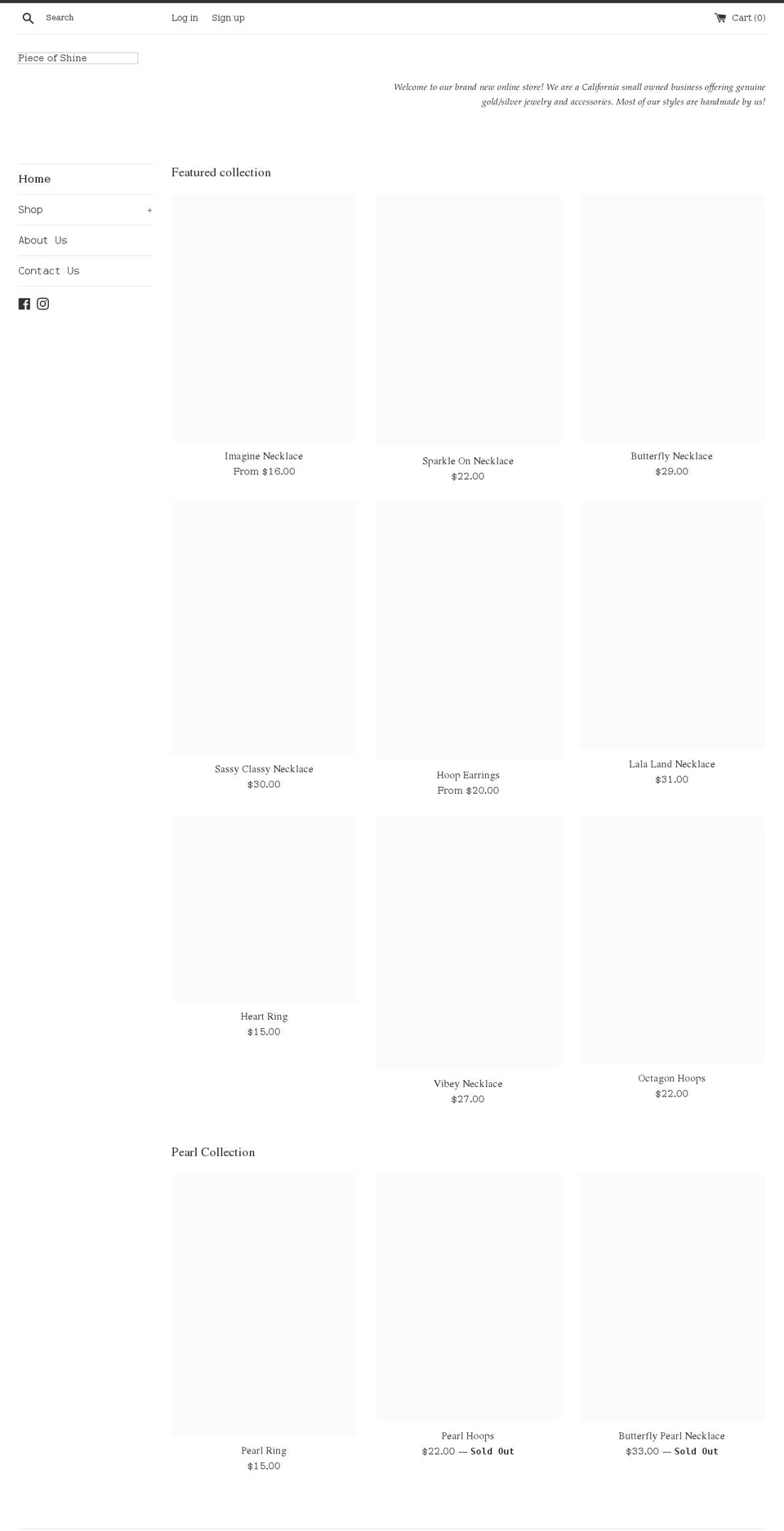 pieceofshine.com shopify website screenshot