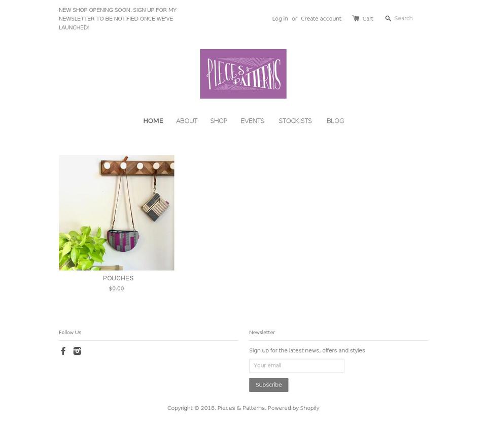 piecesandpatterns.com — Shopify storefront screenshot