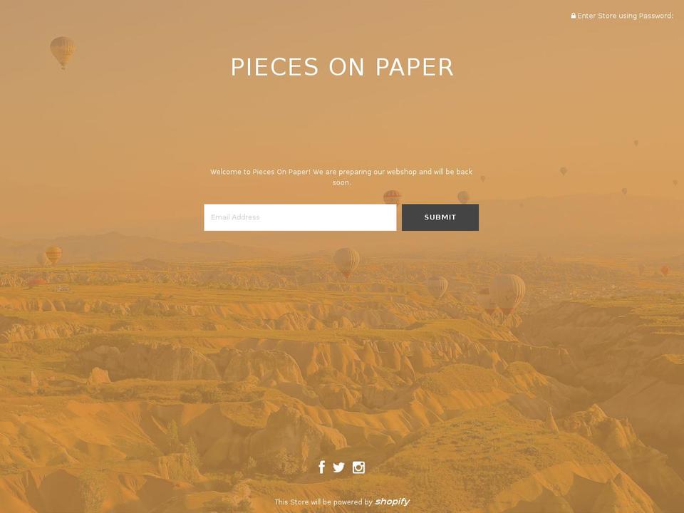 piecesonpaper.com shopify website screenshot