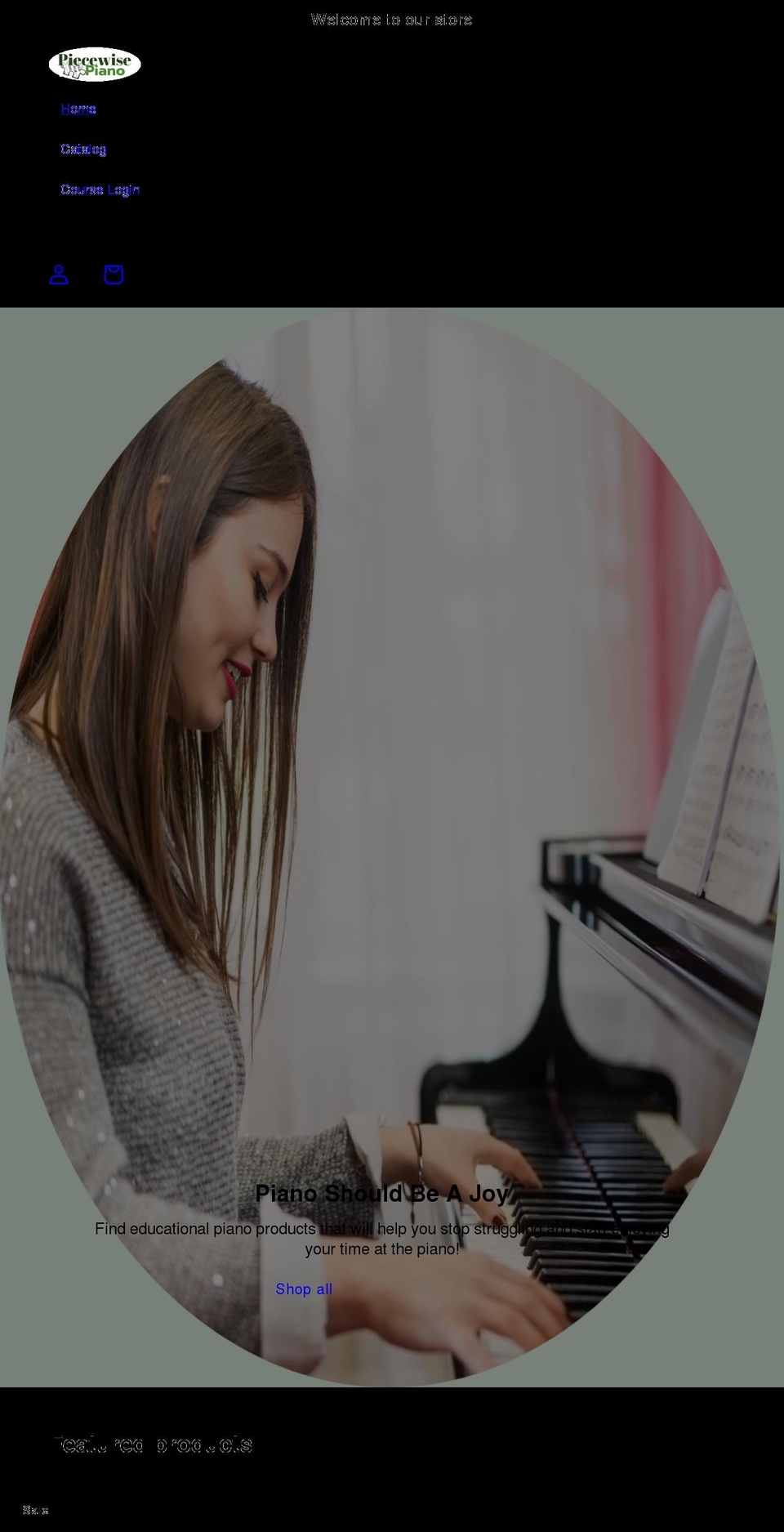 piecewisepianoshop.com shopify website screenshot
