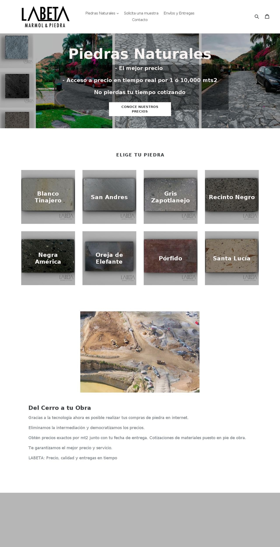 piedraslabeta.com — Shopify storefront screenshot