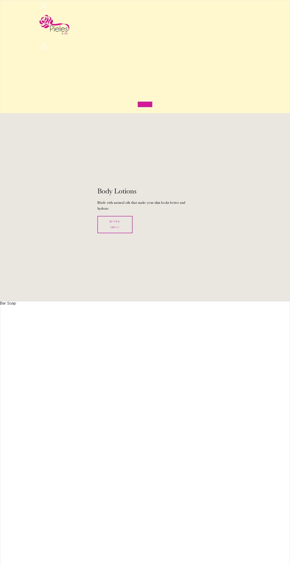 pielesbyrose.com — Shopify storefront screenshot