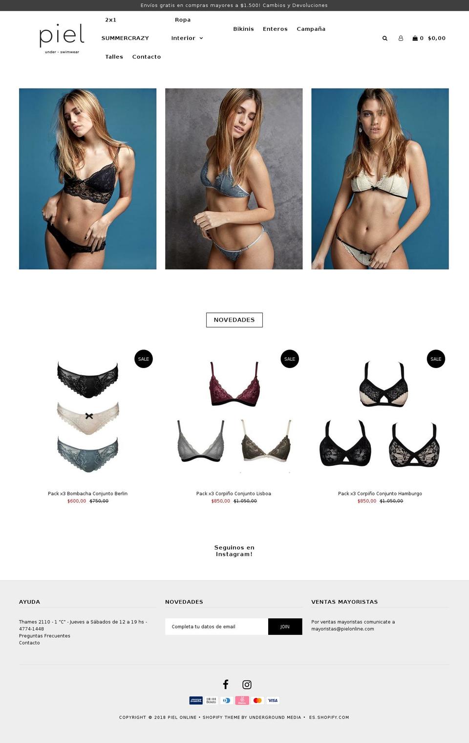 pielonline.com shopify website screenshot