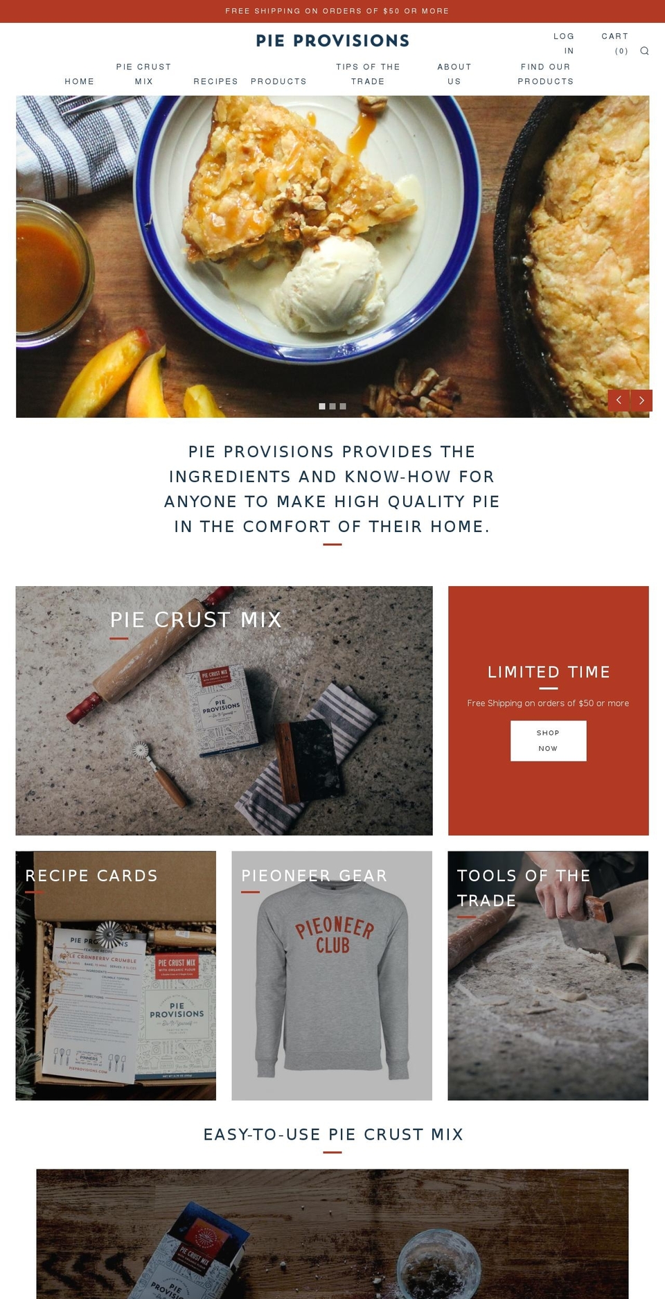 pieprovisions.com shopify website screenshot
