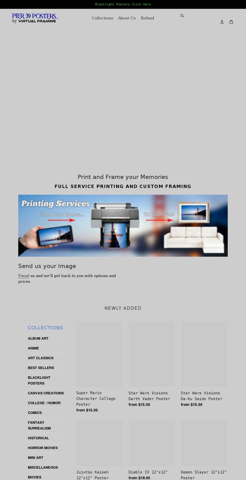 pier39posters.com shopify website screenshot