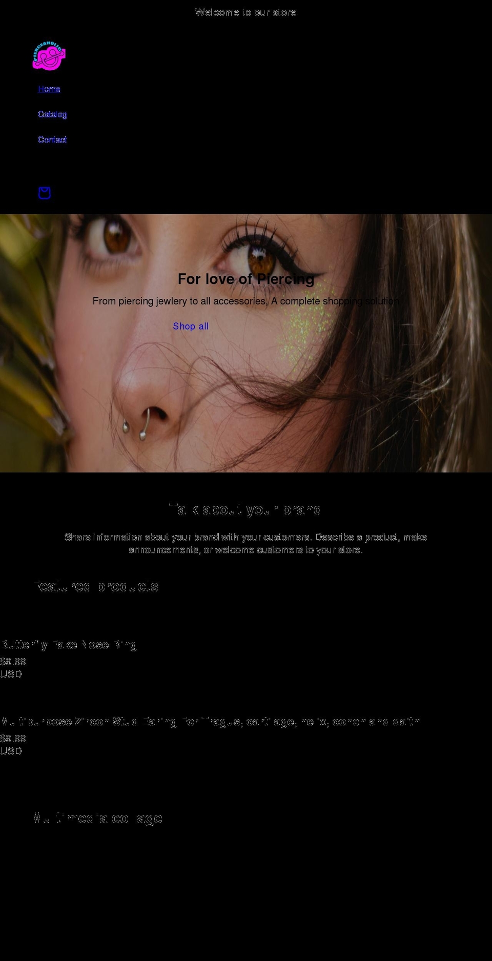 pierceaholic.com shopify website screenshot