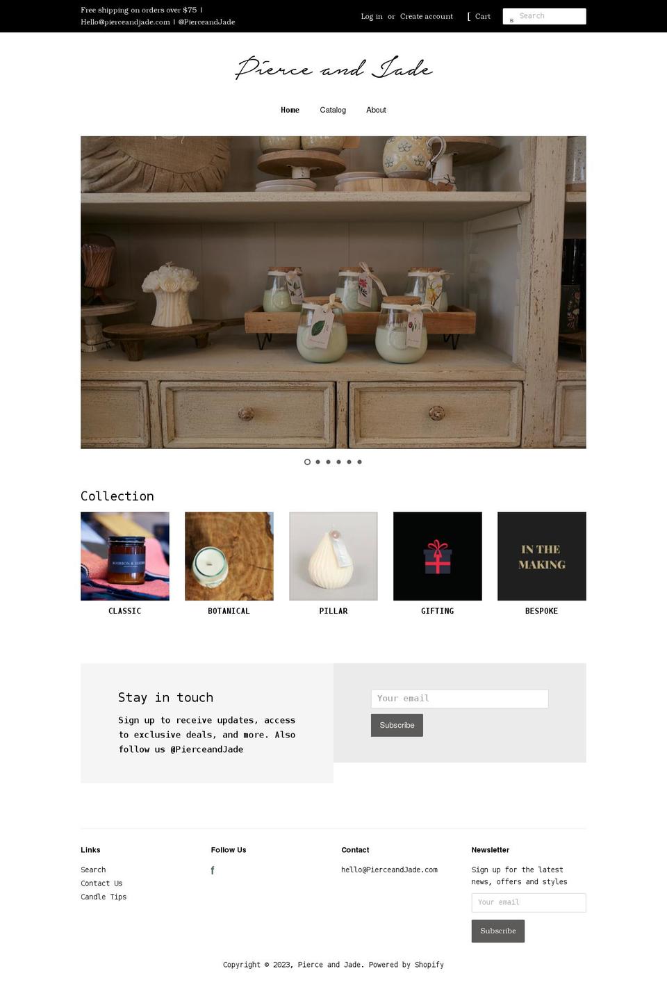 pierceandjade.com shopify website screenshot
