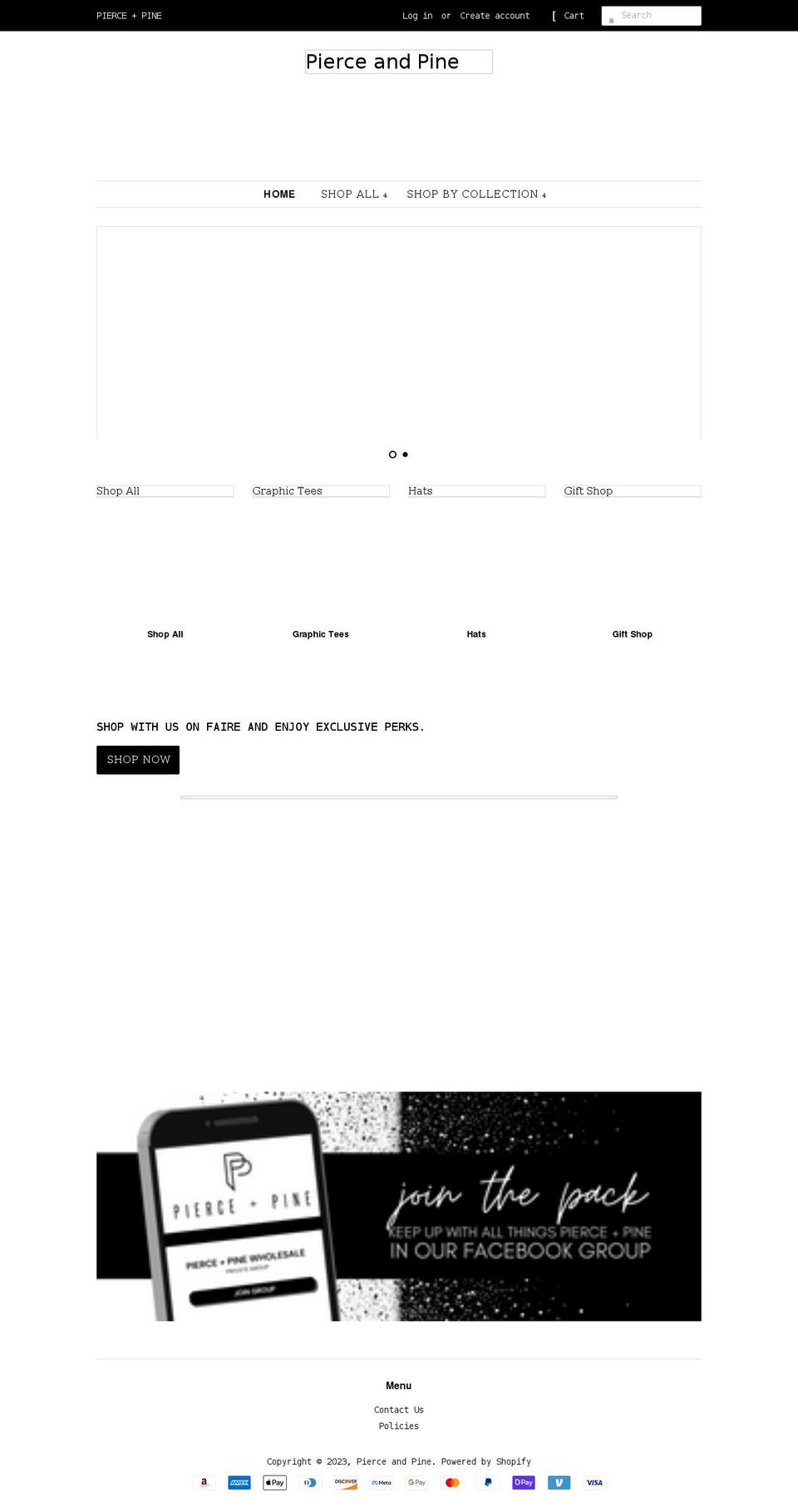pierceandpine.com shopify website screenshot