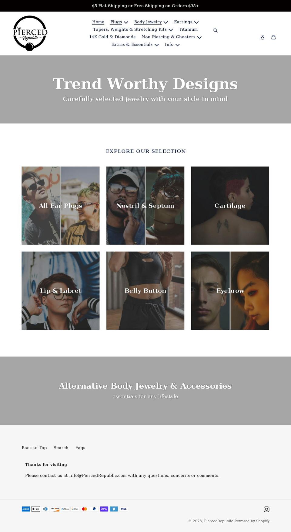 piercedrepublic.com shopify website screenshot