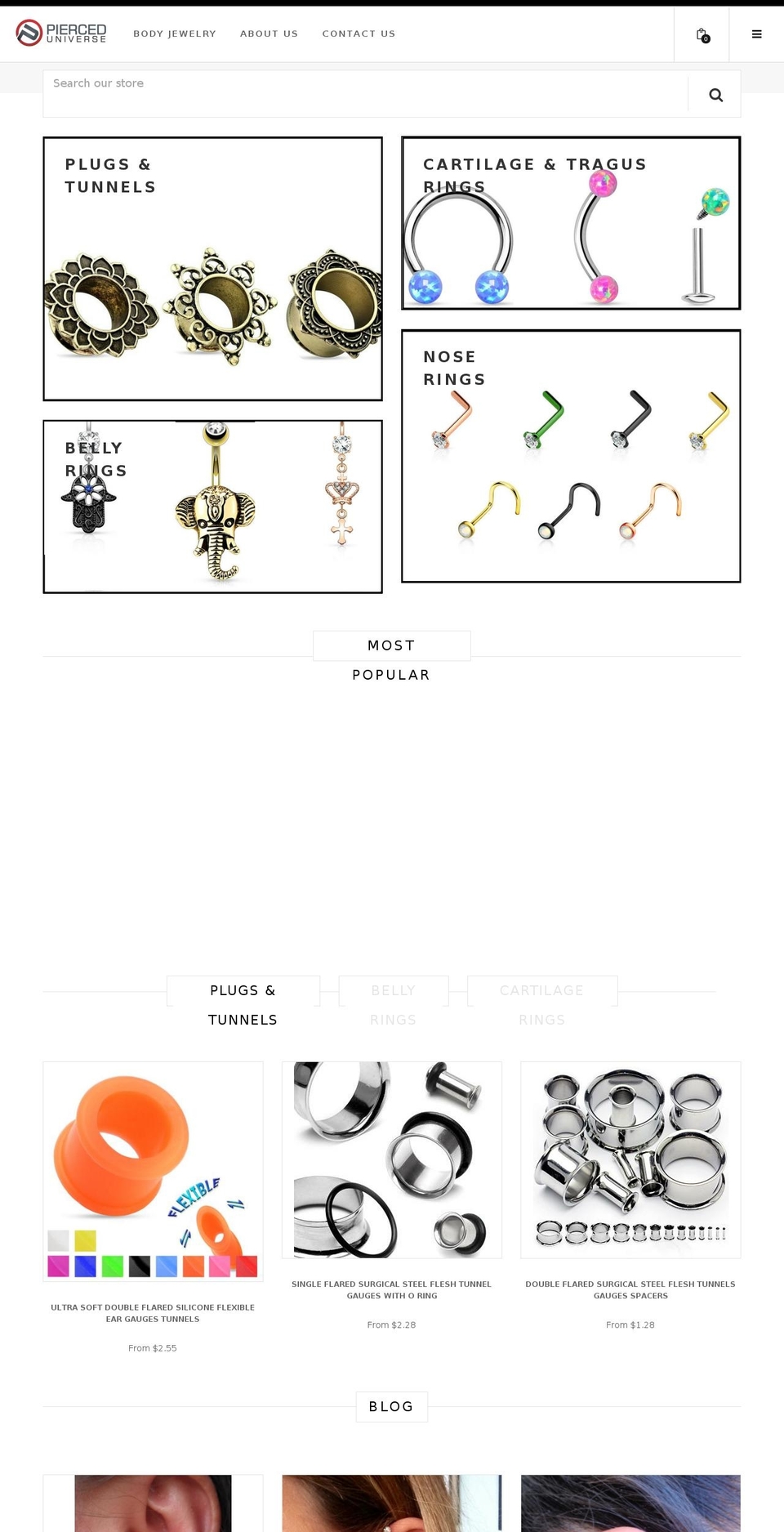 pierceduniverse.com shopify website screenshot