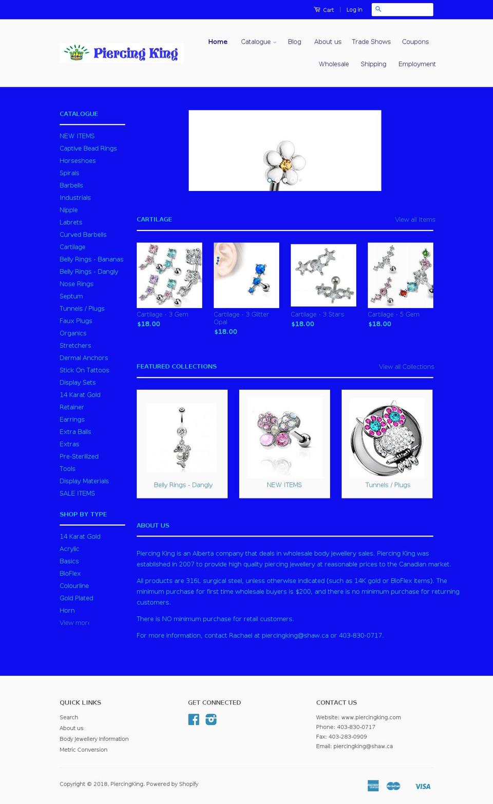 piercingking.com shopify website screenshot