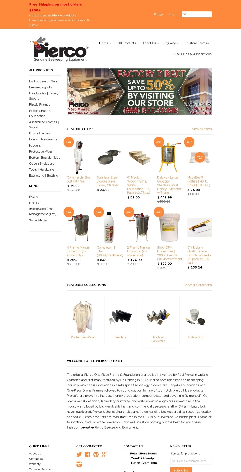piercobeekeeping.net shopify website screenshot