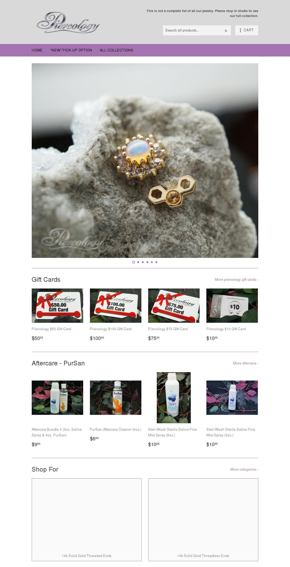 piercology-jewelry-store.myshopify.com shopify website screenshot