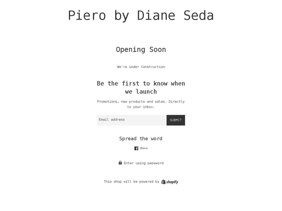 pierobydianeseda.com shopify website screenshot