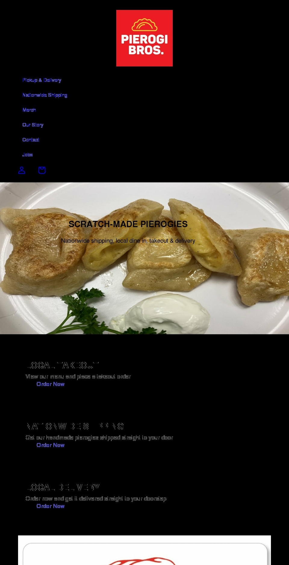 pierogibros.com shopify website screenshot