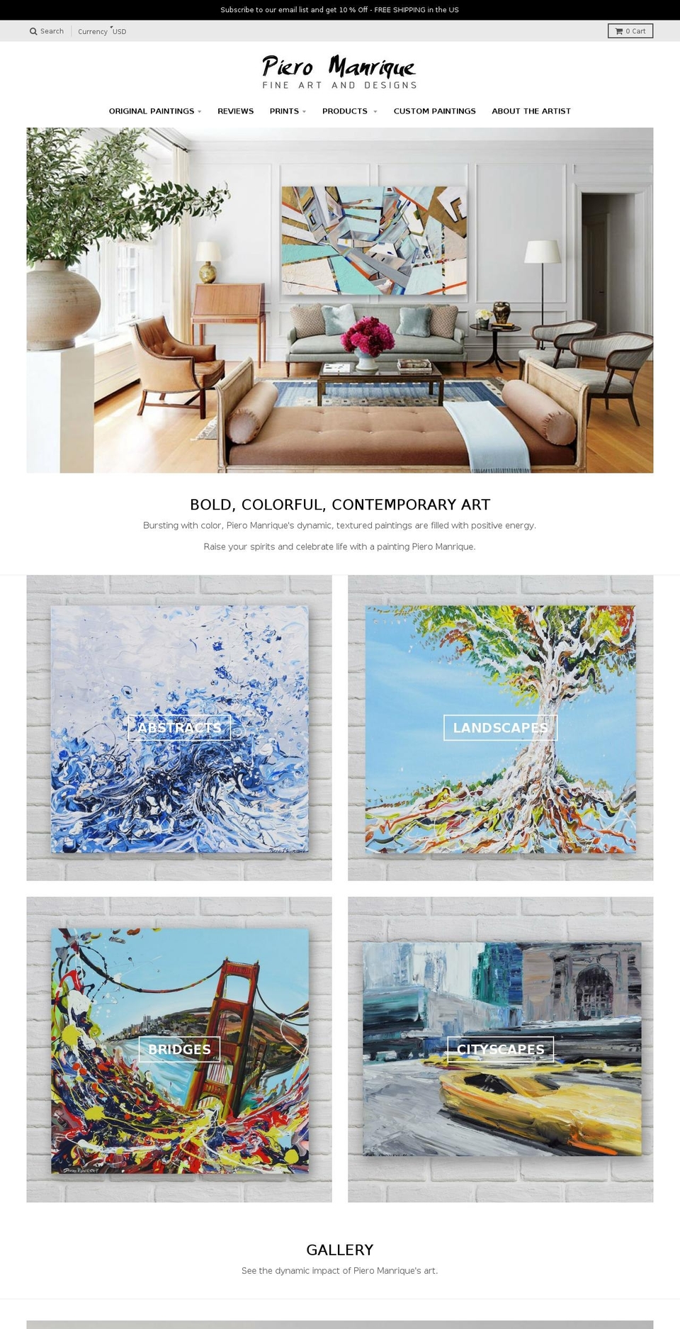 pieromanriqueart.com — Shopify storefront screenshot