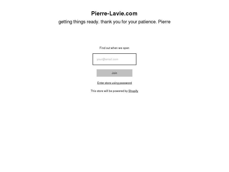 pierre-lavie.com shopify website screenshot