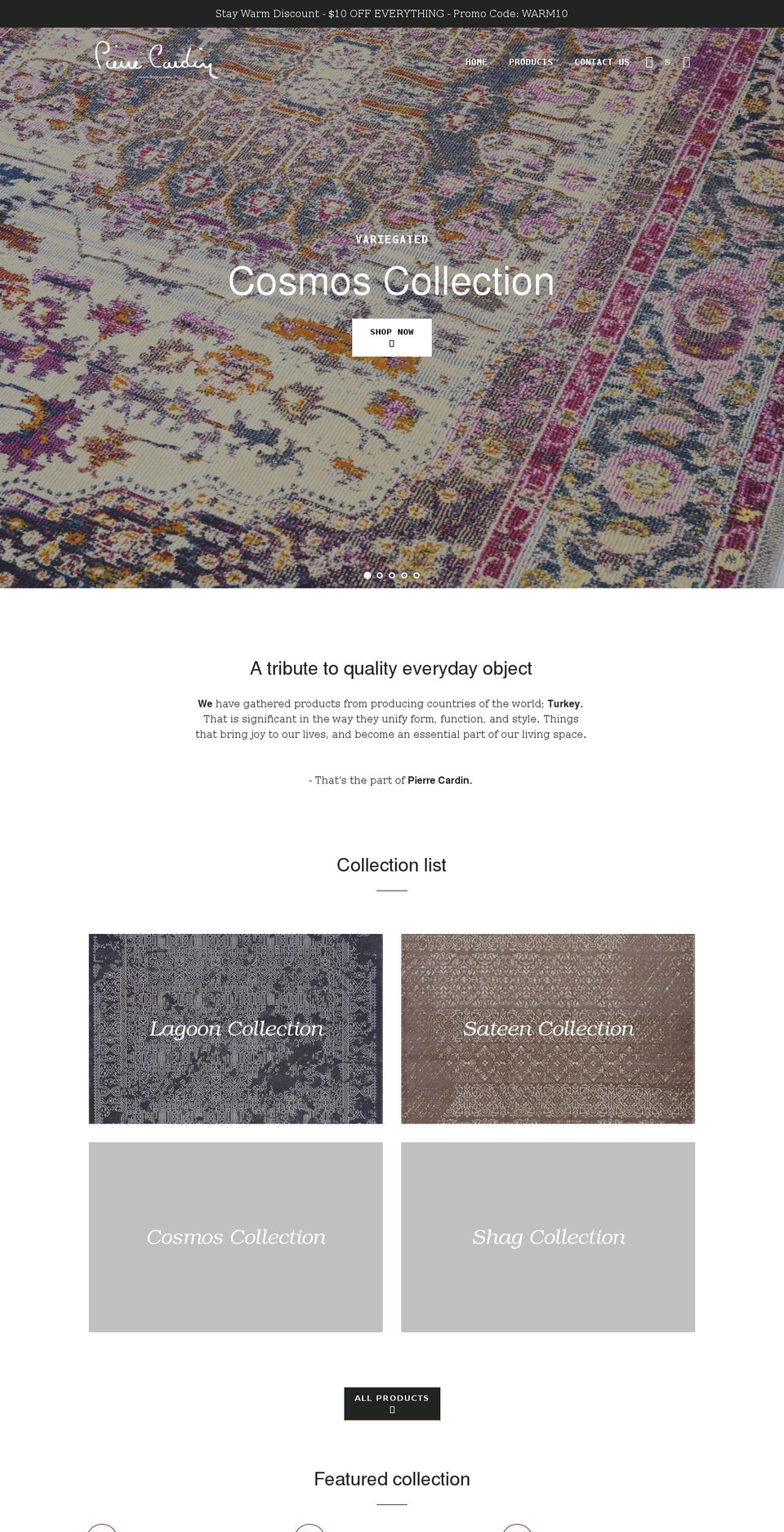pierrecardinrugs.com — Shopify storefront screenshot