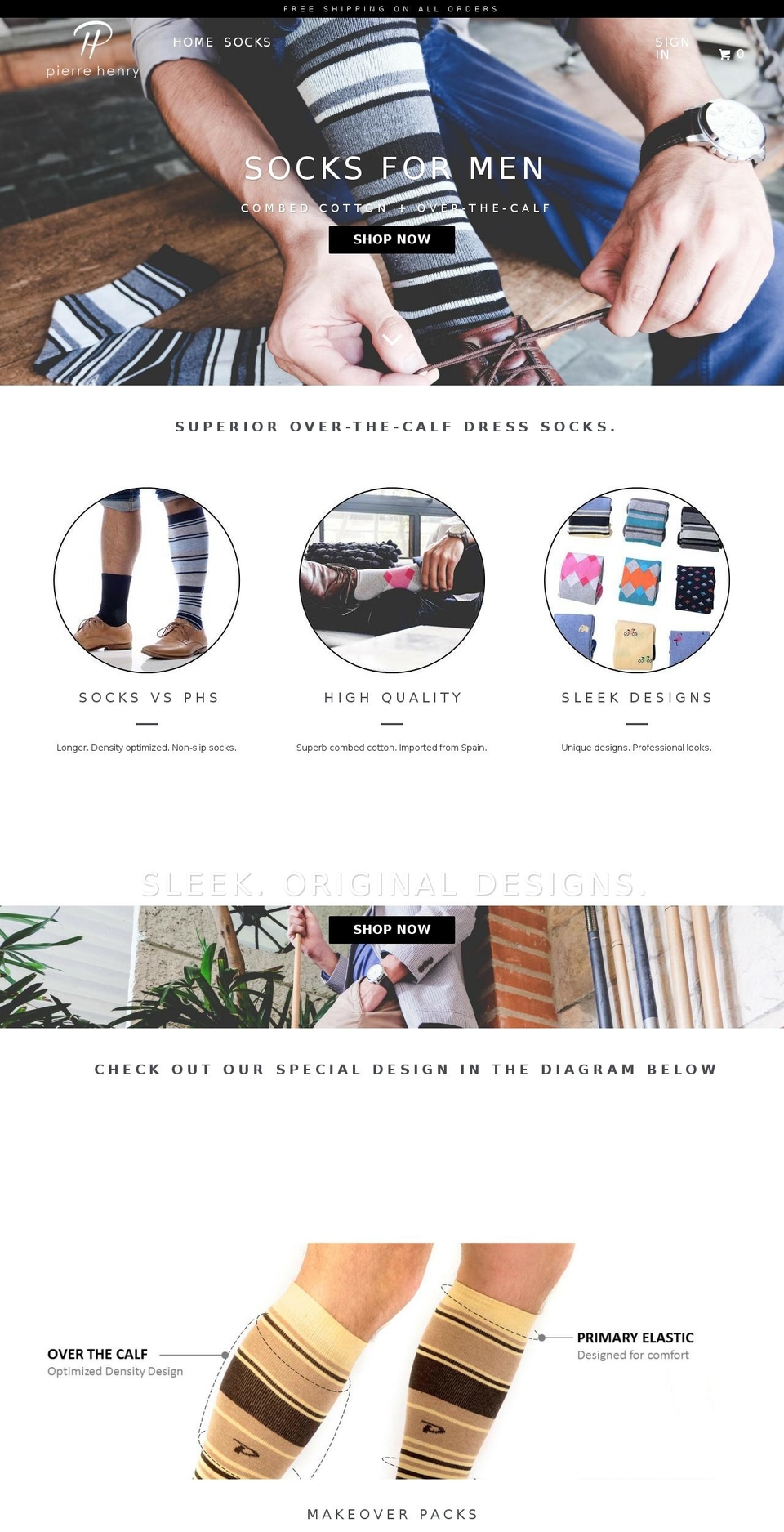 pierrehenrysocks.com shopify website screenshot