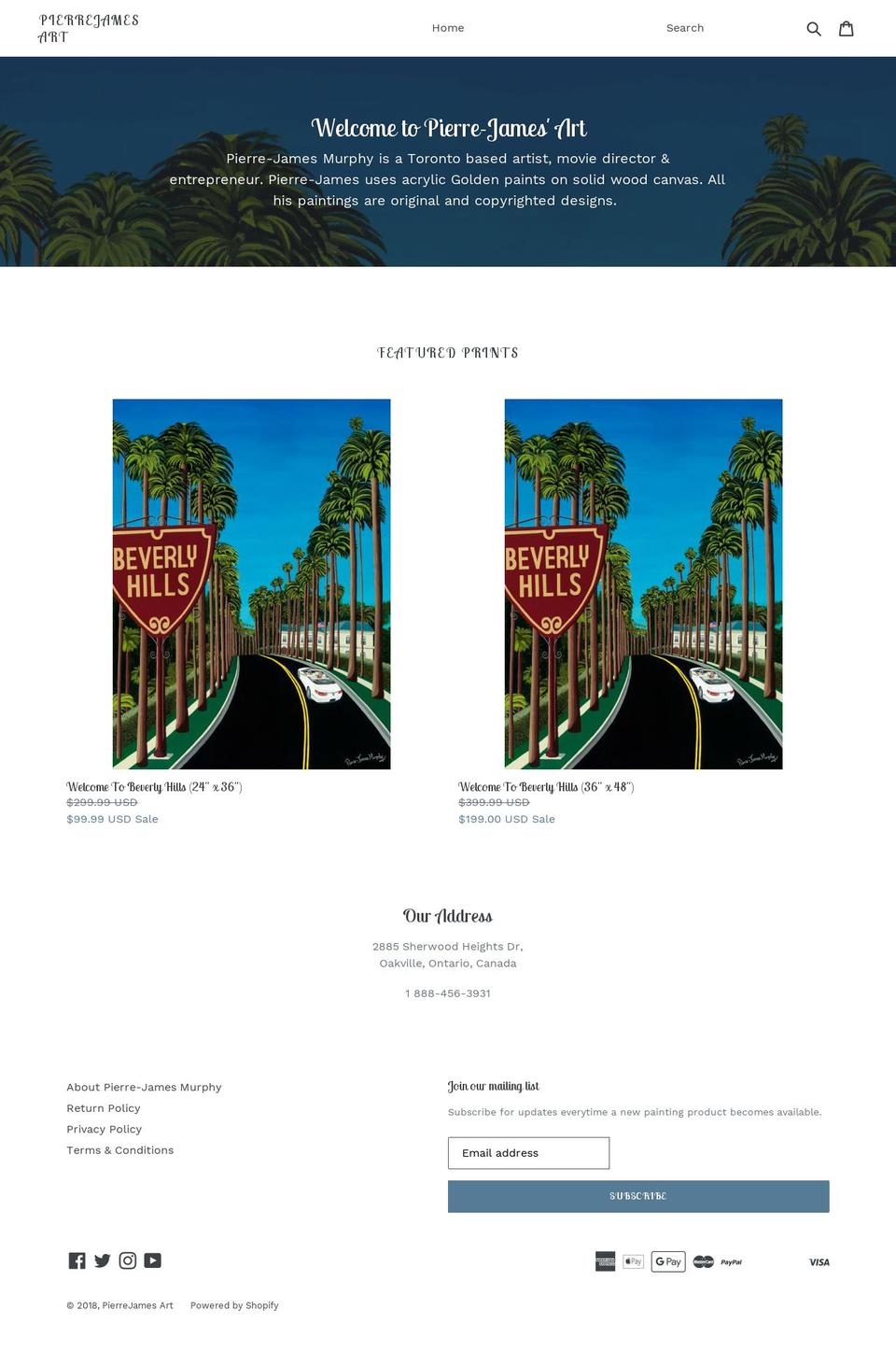 pierrejamesart.com — Shopify storefront screenshot
