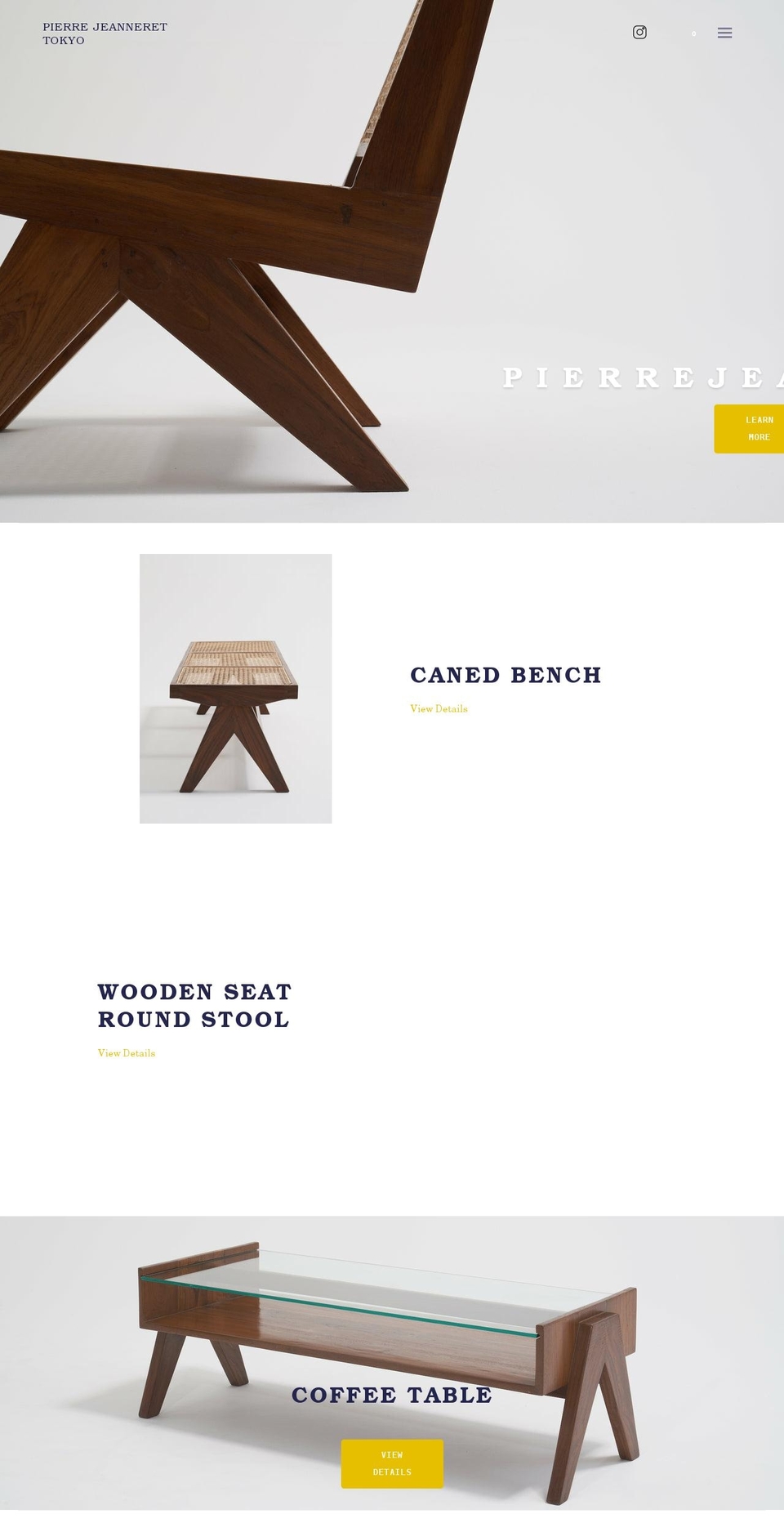 pierrejeanneret.tokyo shopify website screenshot