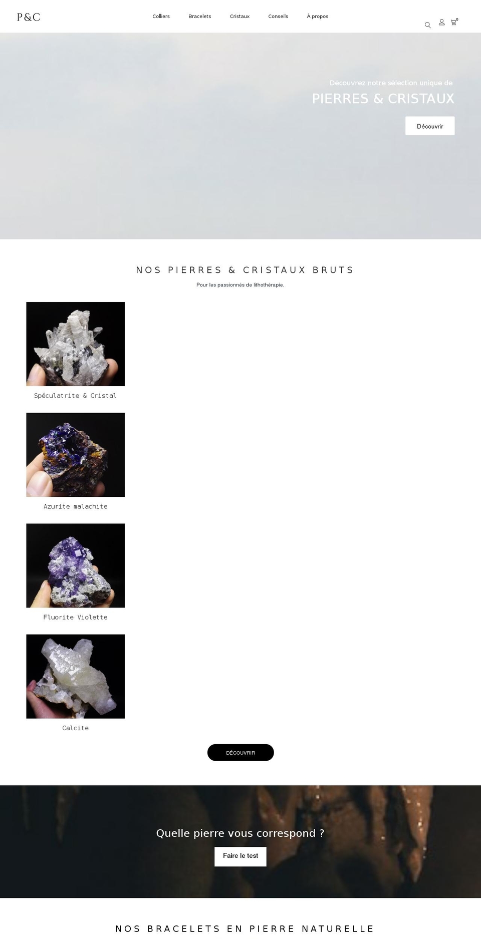 pierresetcristaux.com — Shopify storefront screenshot