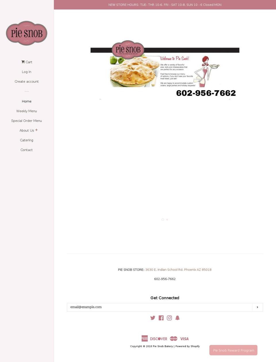 piesnob.com shopify website screenshot