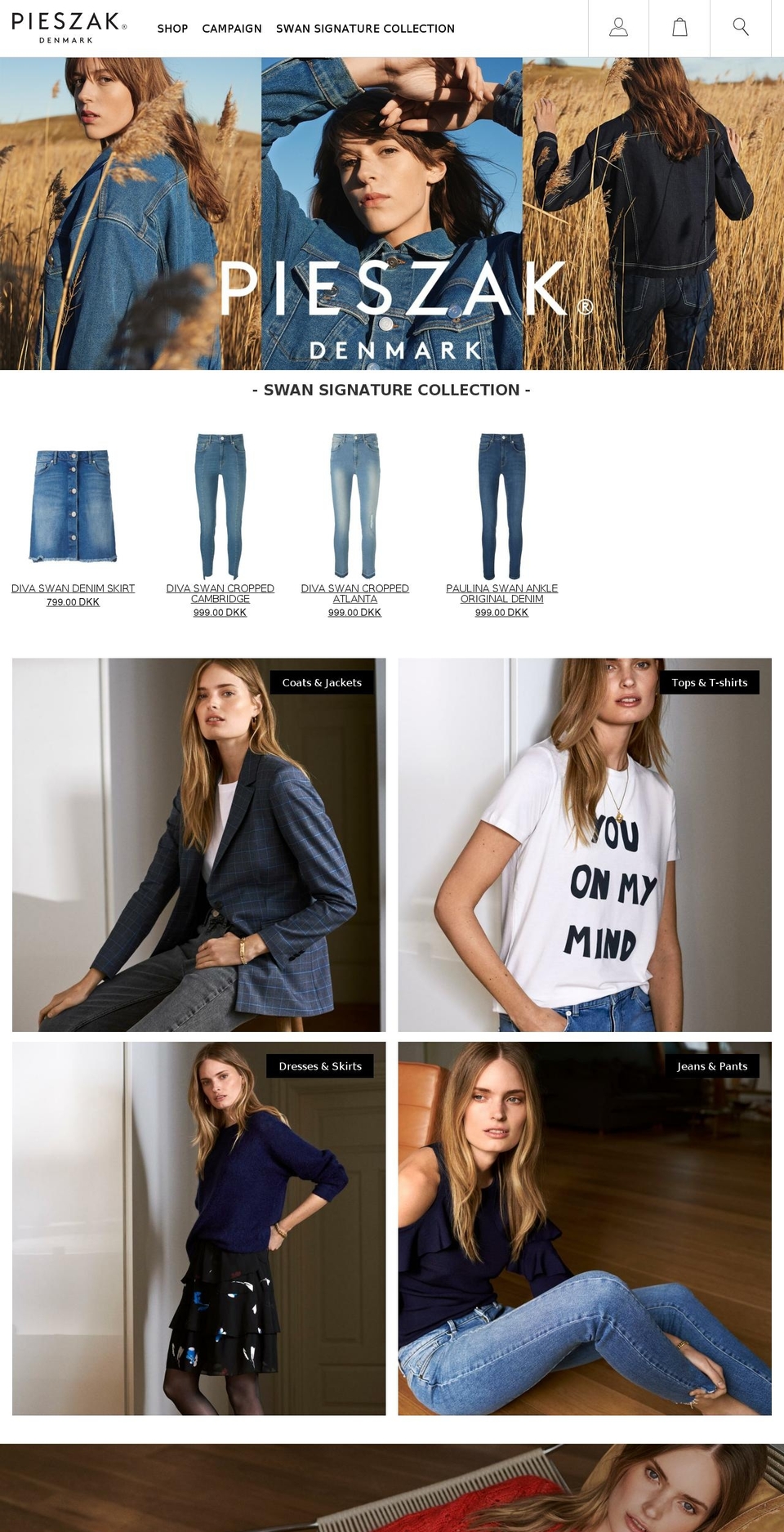pieszakdenmark.com — Shopify storefront screenshot