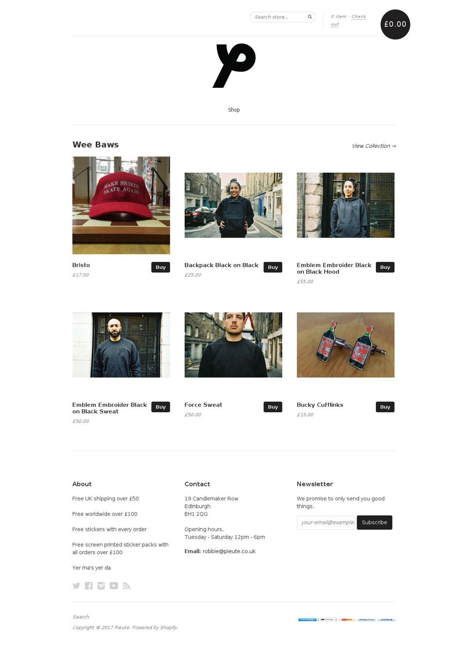 pieute.co.uk shopify website screenshot