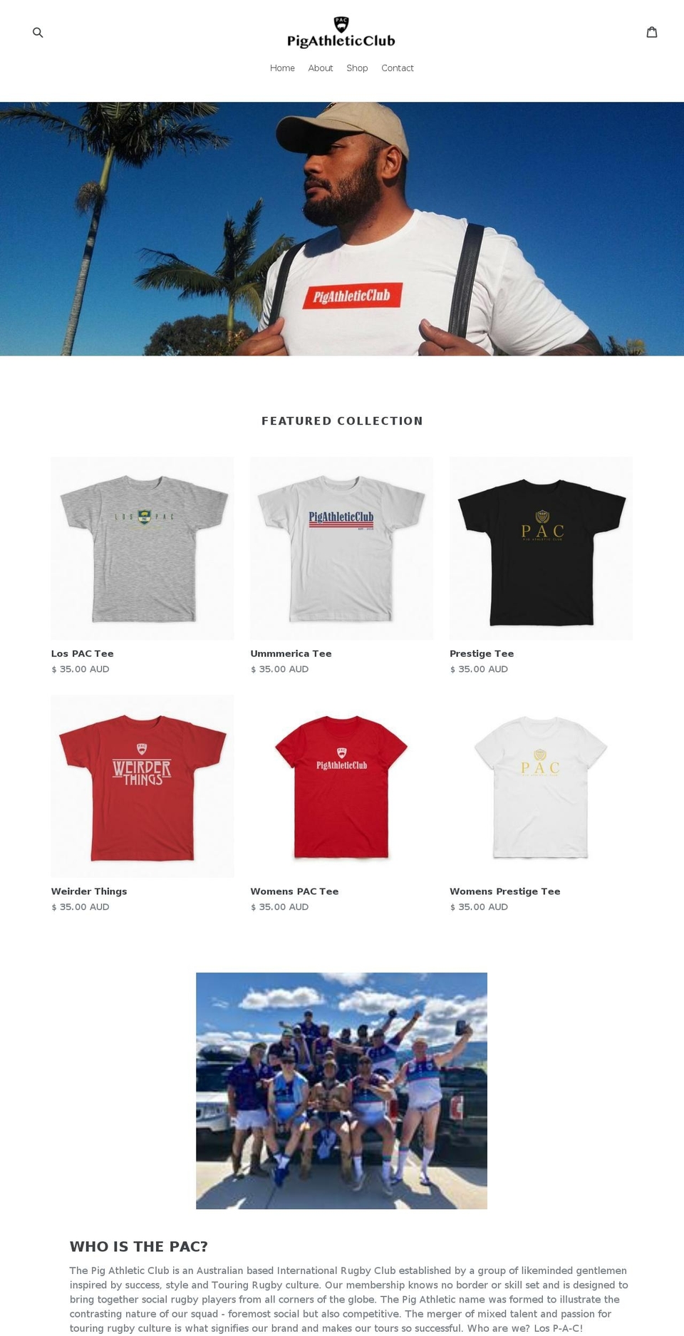 pigathleticclub.com — Shopify storefront screenshot