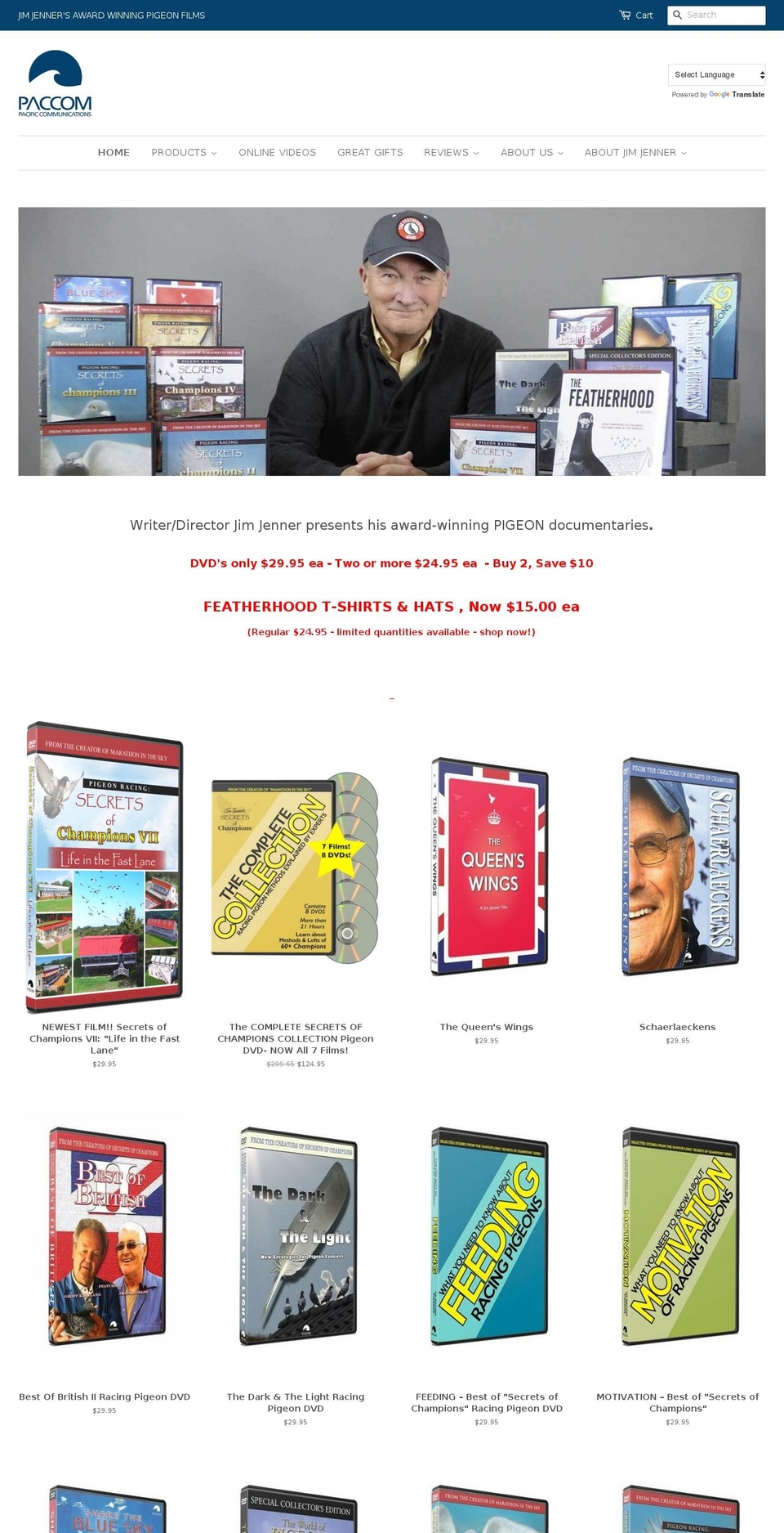 pigeonfilms.com — Shopify storefront screenshot