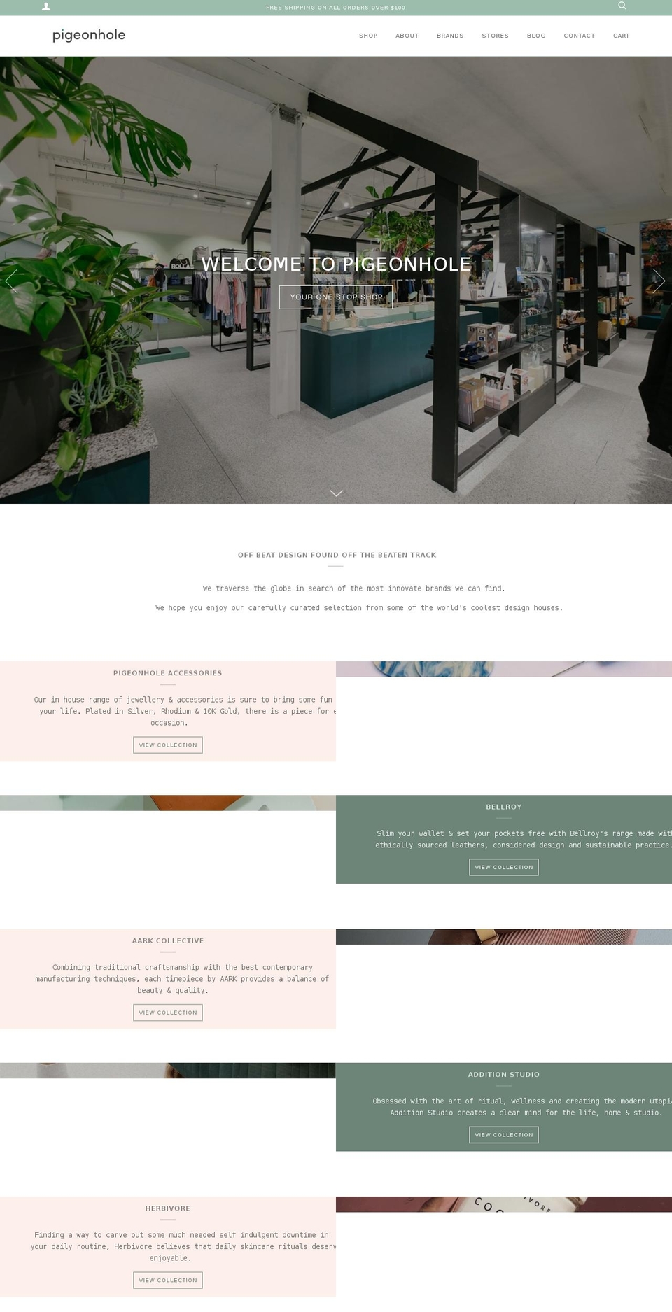 pigeonhole.com shopify website screenshot